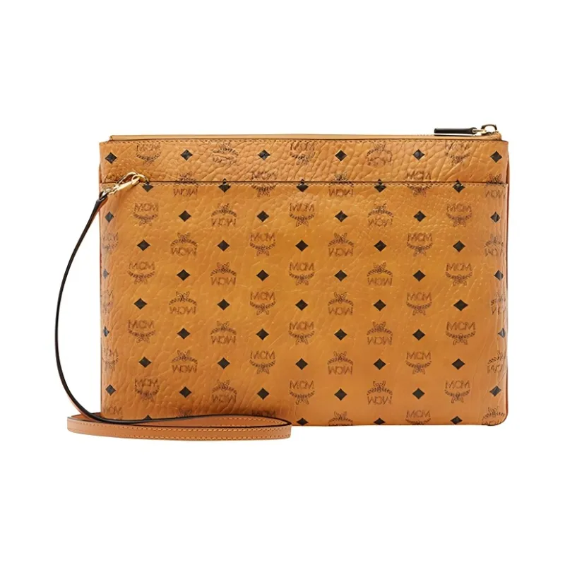 MCM Pouch Crossbody Visetos Medium Cognac-1