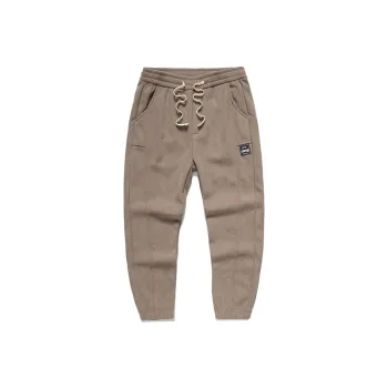 Jeep Casual Pants Men Khaki Fleece-Lined
