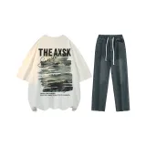 Set (White Top+Vintage Blue Pants)