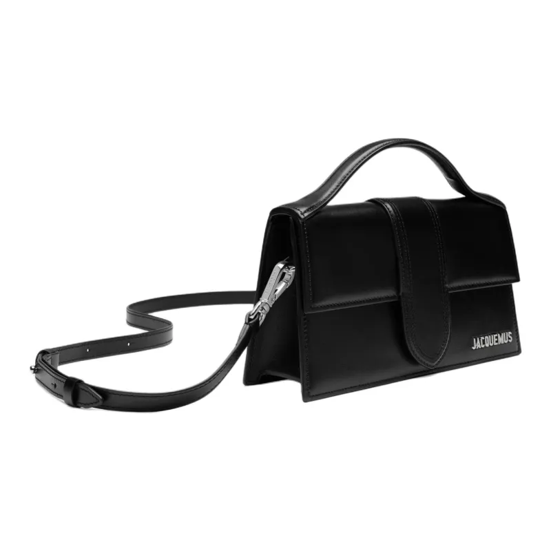 Jacquemus Le Bambino Cow Leather One Shoulder Handbag Large Size Women's Black-1