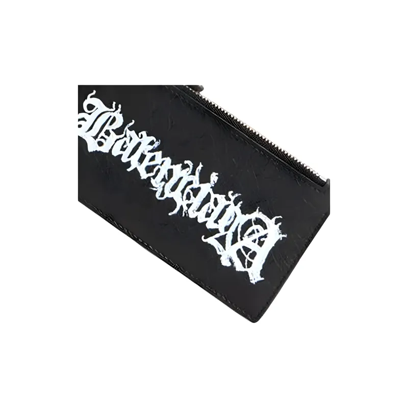 Balenciaga Arena Lambskin Card Holder Men's Black & White-4