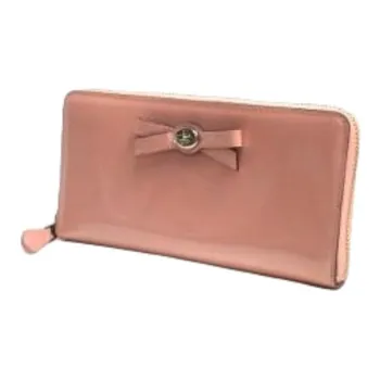 COACH Accordion Zip Patent Leather, Leather Clutch Wallet Women's Cherry Blossom Pink