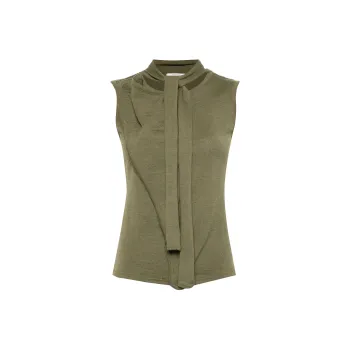 Lemaire Asymmetrical Sleeveless Cardigan 'Light Olive'