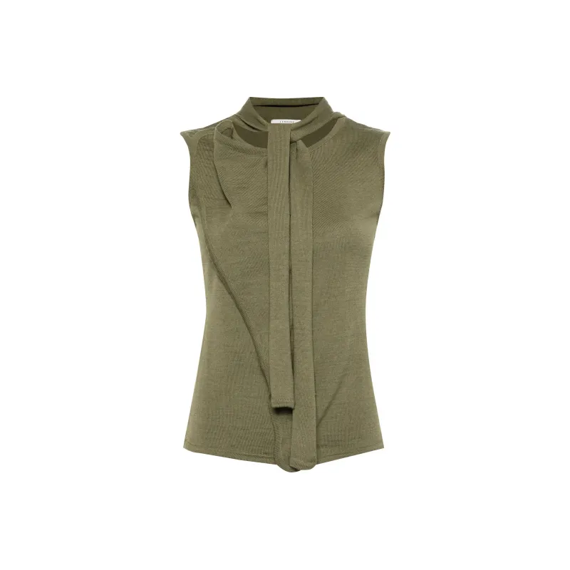 Lemaire Asymmetrical Sleeveless Cardigan 'Light Olive'-0