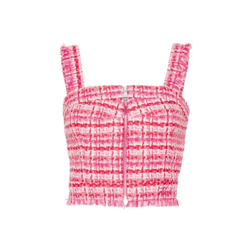 KARL LAGERFELD Zip-up Bouclé Cropped Top