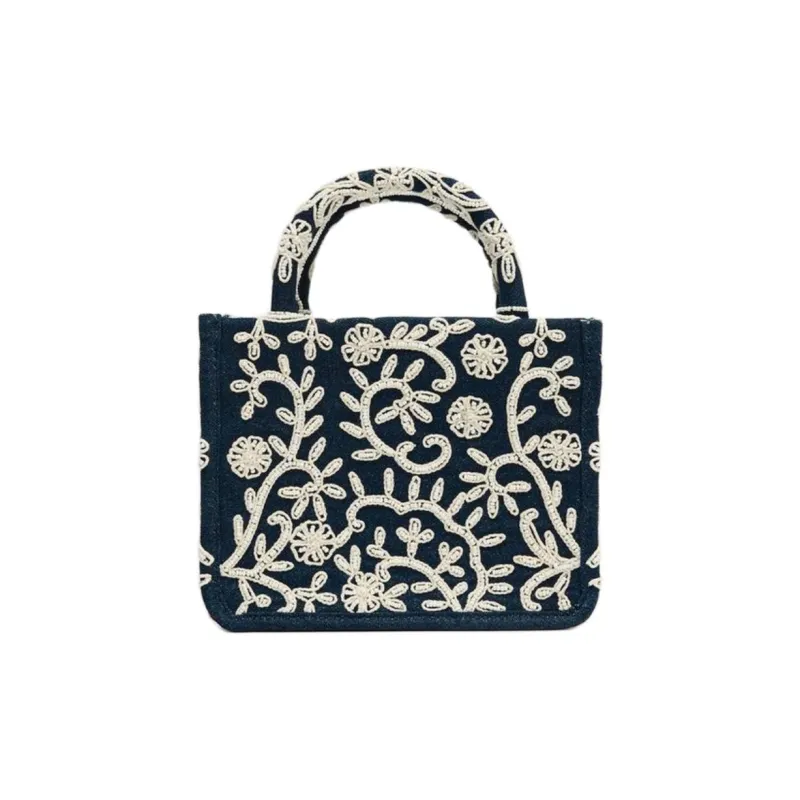 ZARA Cotton Crossbody Handbag Regular Women's Blue-0