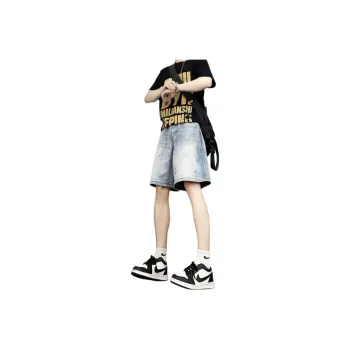 UPXIW Denim Shorts Unisex Light Blue
