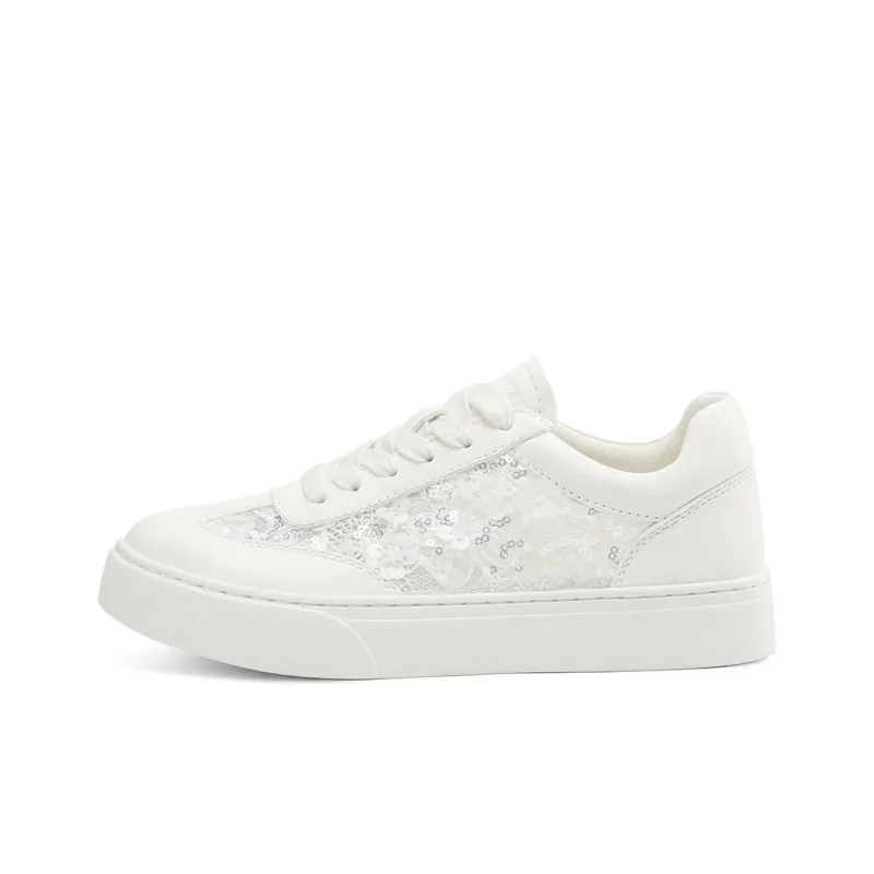 Rosa Bianca Breathable Height Increase Low Top Skateboard Shoes Women's White-0