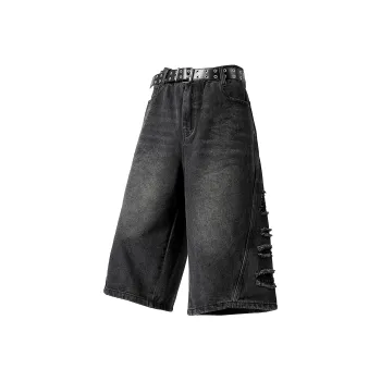 Paddy Julia Denim Shorts Unisex Black Gray