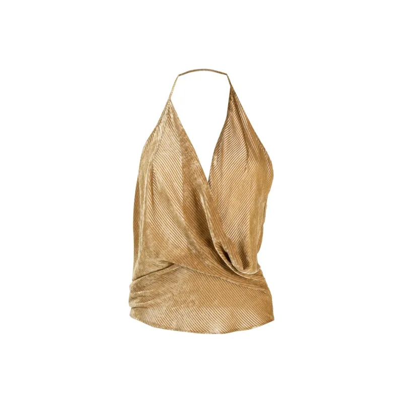 Petar Petrov Striped Velvet Halterneck Tank Top-0