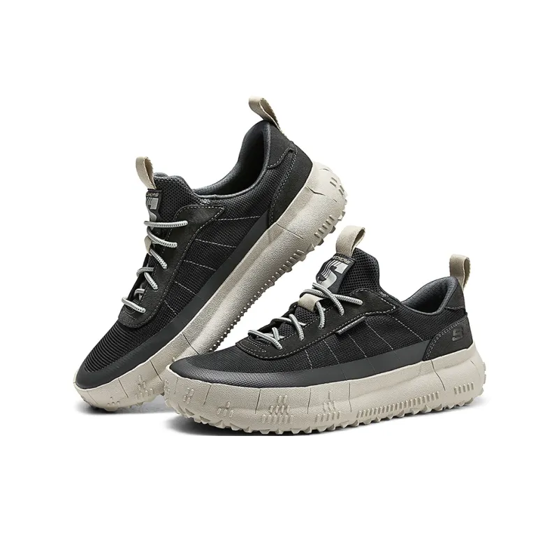 Skechers Anti Slip Wear Resistant Low Top Running Shoes Men's Black Gray White-2