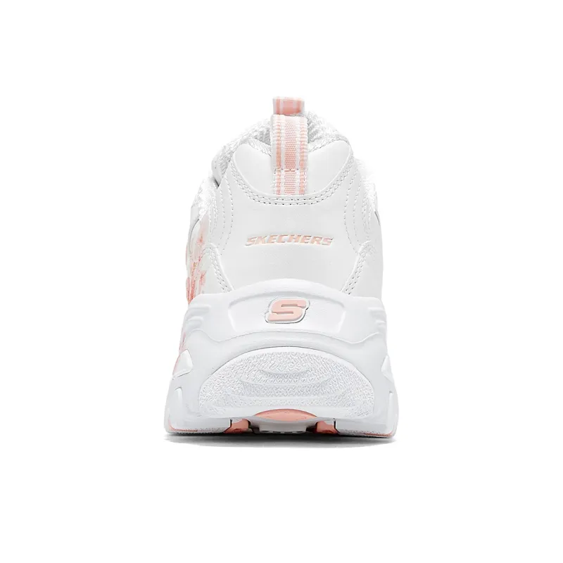 Skechers DLITES Anti Slip And Wear Resistant Height Increasing Low Top Chunky Sneakers Women's White Pink-4