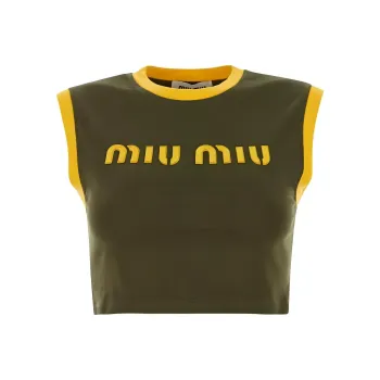 MIU MIU Tank Tops Women's Olive Green