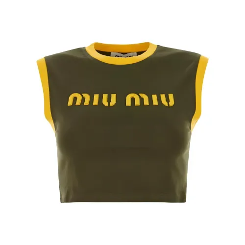 MIU MIU Tank Tops Women's Olive Green