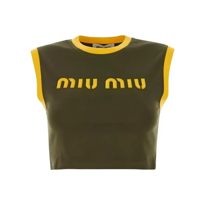 MIU MIU Tank Tops Women's Olive Green-0