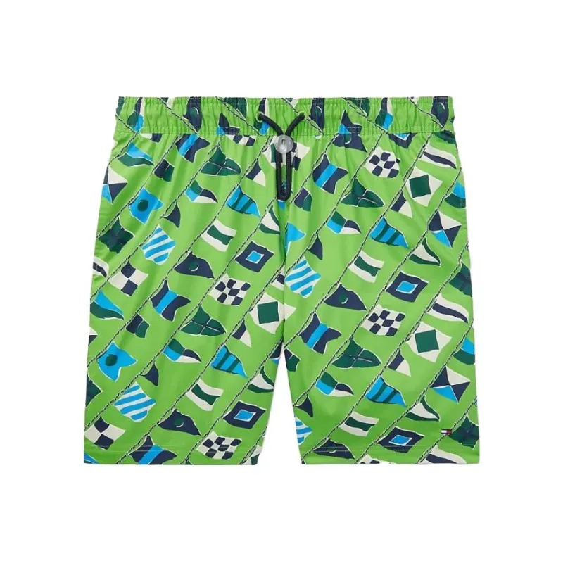 Tommy Hilfiger Nautical 7' Swim Trunk Bottoms Springtime Casual Shorts Men's Green-0