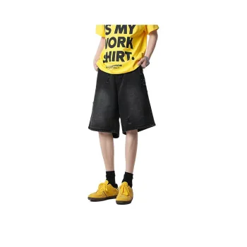 HOKLV Denim Shorts Unisex Black