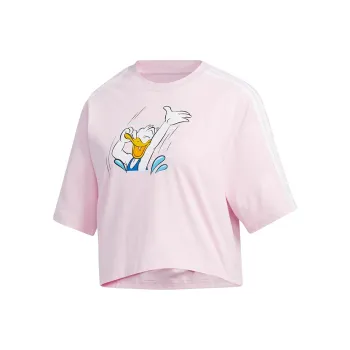 Adidas Neo x Disney Crew Neck Loose Fit Short Sleeved T Shirt Women's Pink