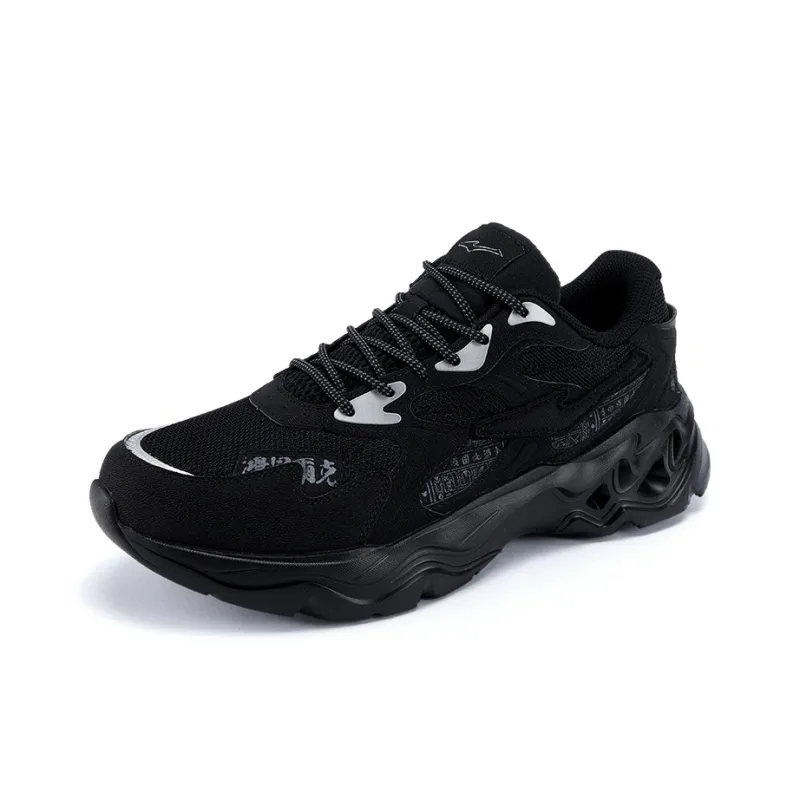 Erke Cushioning, Breathable, Lightweight Low Top Chunky Sneakers Men's Jet Black Deep Cool Gray-1