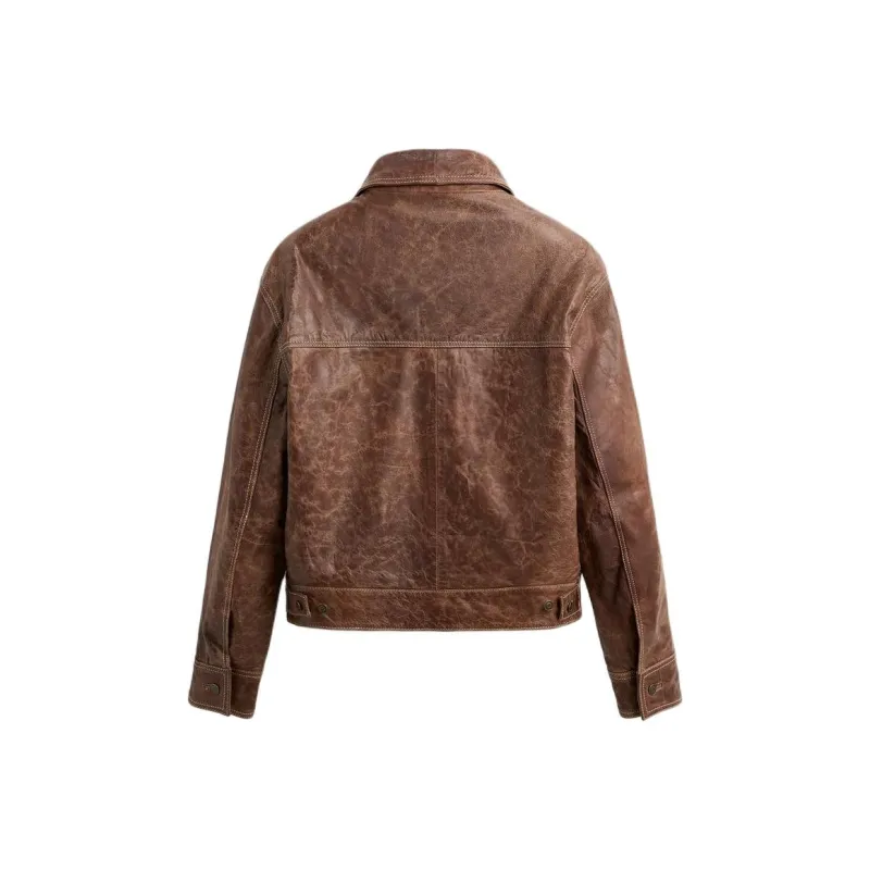 ZARA Leather Jacket Men's Brown-1