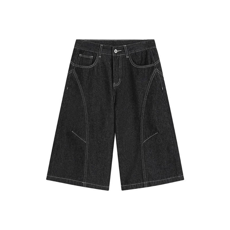 Ice Flying Denim Shorts Unisex Original Denim Black-0