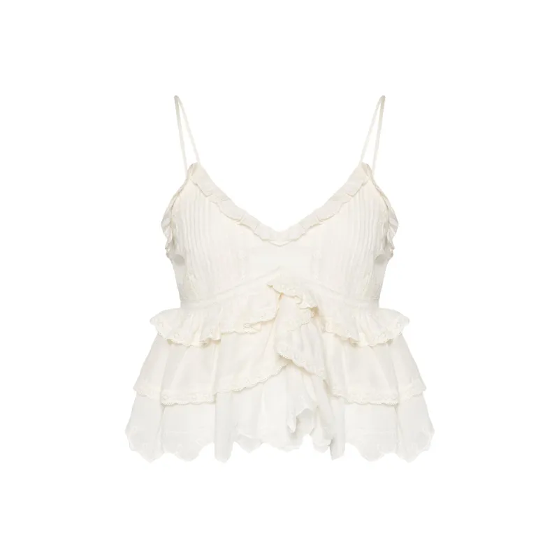 LOVESHACKFANCY Abbot Ruffled Cotton Top-0