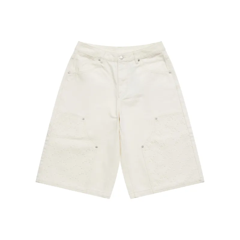 MLB MONOGRAM Collection New York Yankees SS25 Denim Shorts Men's White-0