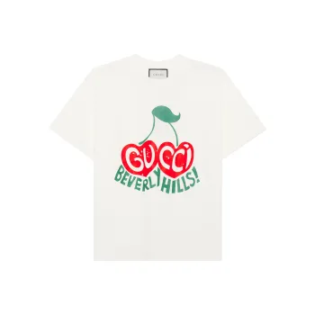 GUCCI Drop Shoulder Sleeve T Shirt Women's Ecru