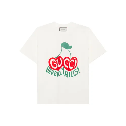 GUCCI Drop Shoulder Sleeve T Shirt Women's Ecru