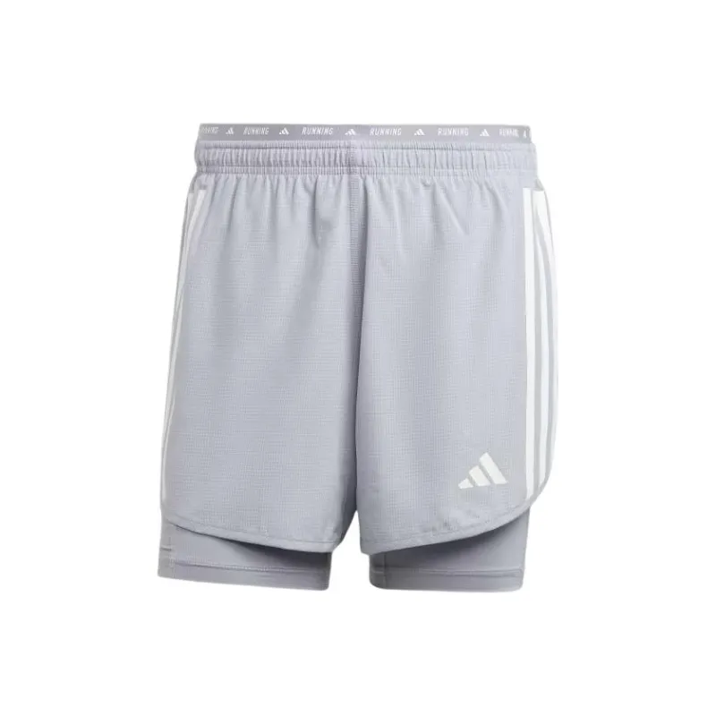 Adidas Own The Run 3-Stripes 2-In-1 Shorts Casual Shorts Men's Gray-0