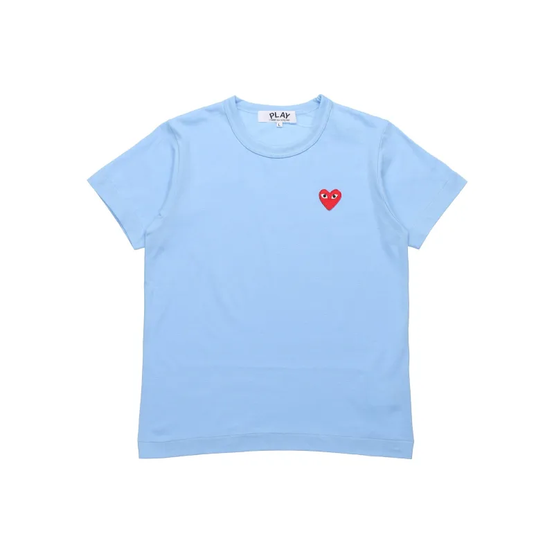 Comme Des Garcons Play Pastelle Red Emblem T shirt Blue-0