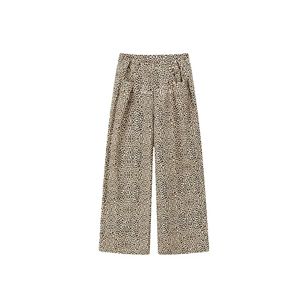 CHUU Casual Pants Women's Leopard Print Coffee-1