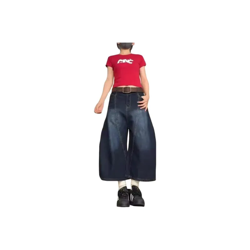 DUATOGE Denim Shorts Unisex Vintage Blue -0