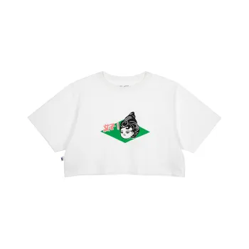 Nengmao Store Straight Elbow-Length Sleeved T-Shirt Women's Raw White