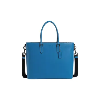 COACH Beckett Calfskin Briefcase, Shoulder Bag, Crossbody Bag, Handbag Large Size Men's Blue
