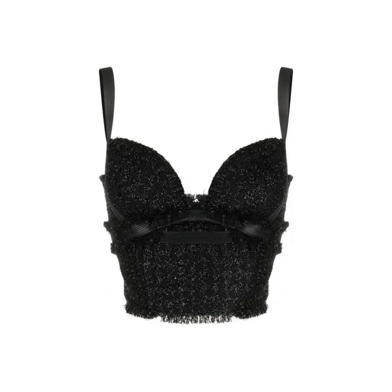 VERSACE Tweed Corset Top-0