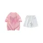 Set (Pink Short-Sleeved Shirt+Heather Gray Shorts)