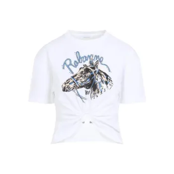 Paco Rabanne Logo Printed Crewneck T Shirt