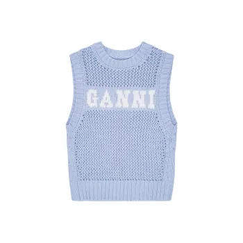 GANNI Logo Intarsia Knitted Vest