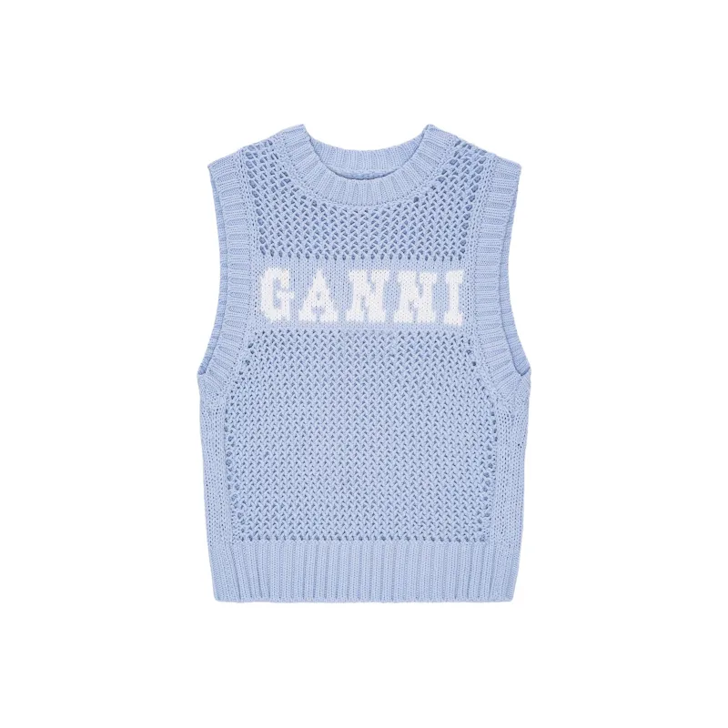GANNI Logo Intarsia Knitted Vest-0