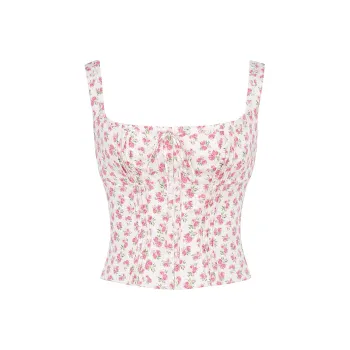 HOUSE OF CB CHICCA Tank Top Women's WHITE ROSEBUD/White Rose