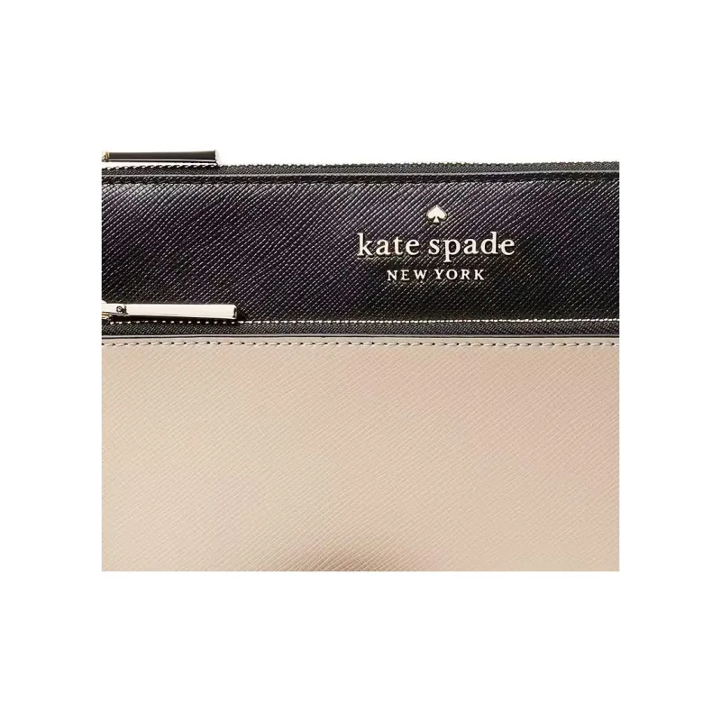 Kate Spade Staci Cross Leather Wallet Medium Size Women's Warm Beige With Multicolor Accents-2