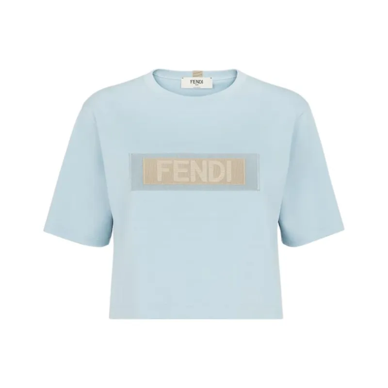 FENDI Logo Patch Crewneck T Shirt-0