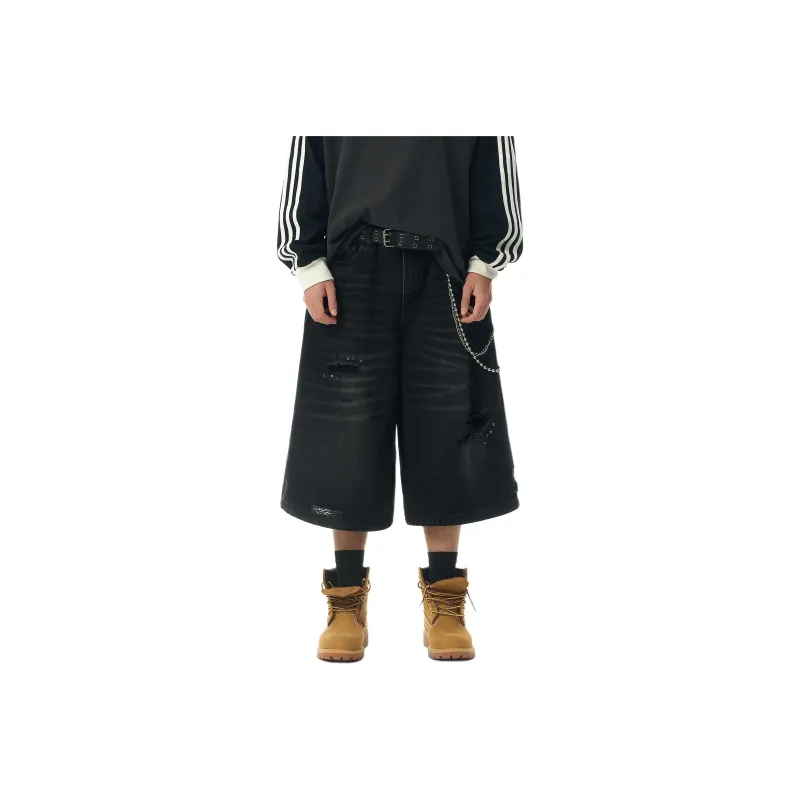 JHYQ Denim Shorts Unisex Black-0