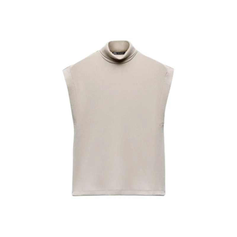 ZARA Tank Tops Women's Sand-0