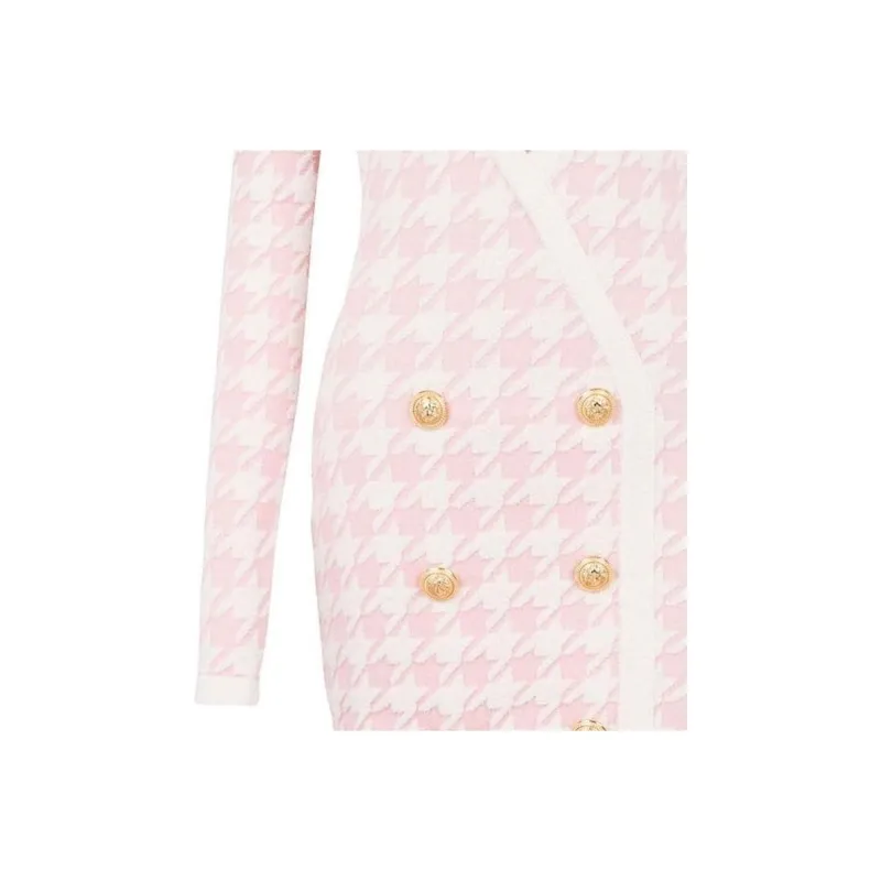 BALMAIN FW22 Long Sleeved Dress Women's Pink-4