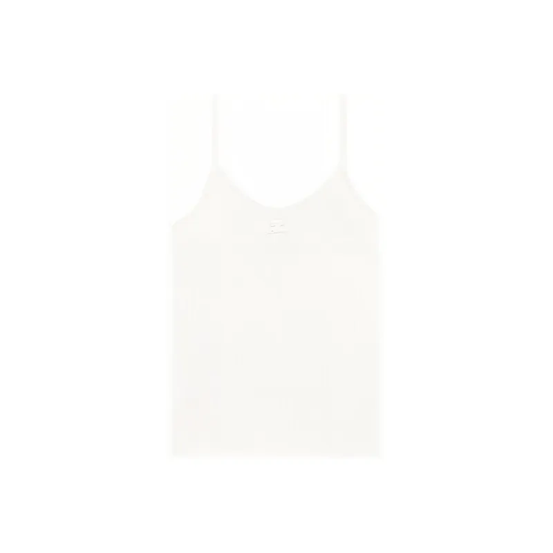 COURREGES Rib Knit Tank Top 'Heritage White'-0