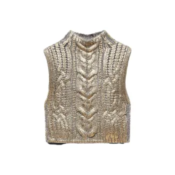 ZARA Tank Tops Women's Gold