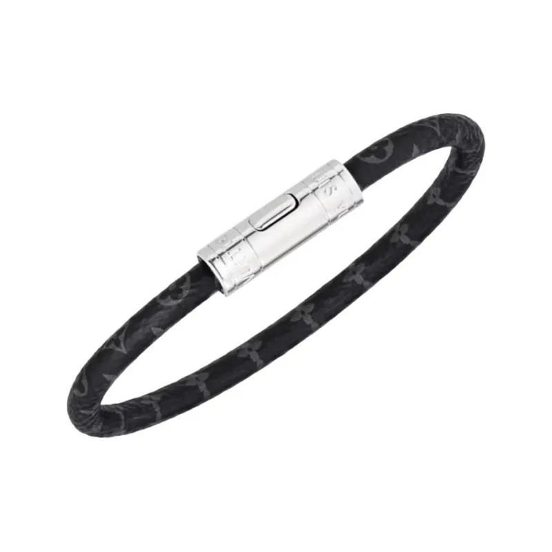 LOUIS VUITTON Canvas, Metal Parts Bangles Men's Black-1