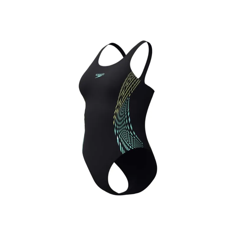Speedo One piece Swimsuit Women's Black/Yellow-2